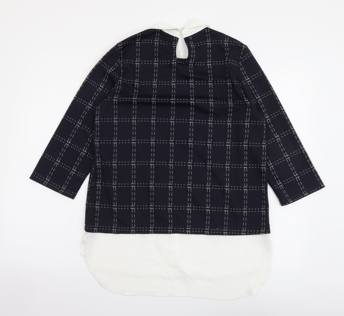 Dorothy Perkins Womens Blue Plaid Polyester Basic Blouse Size 12 Collared