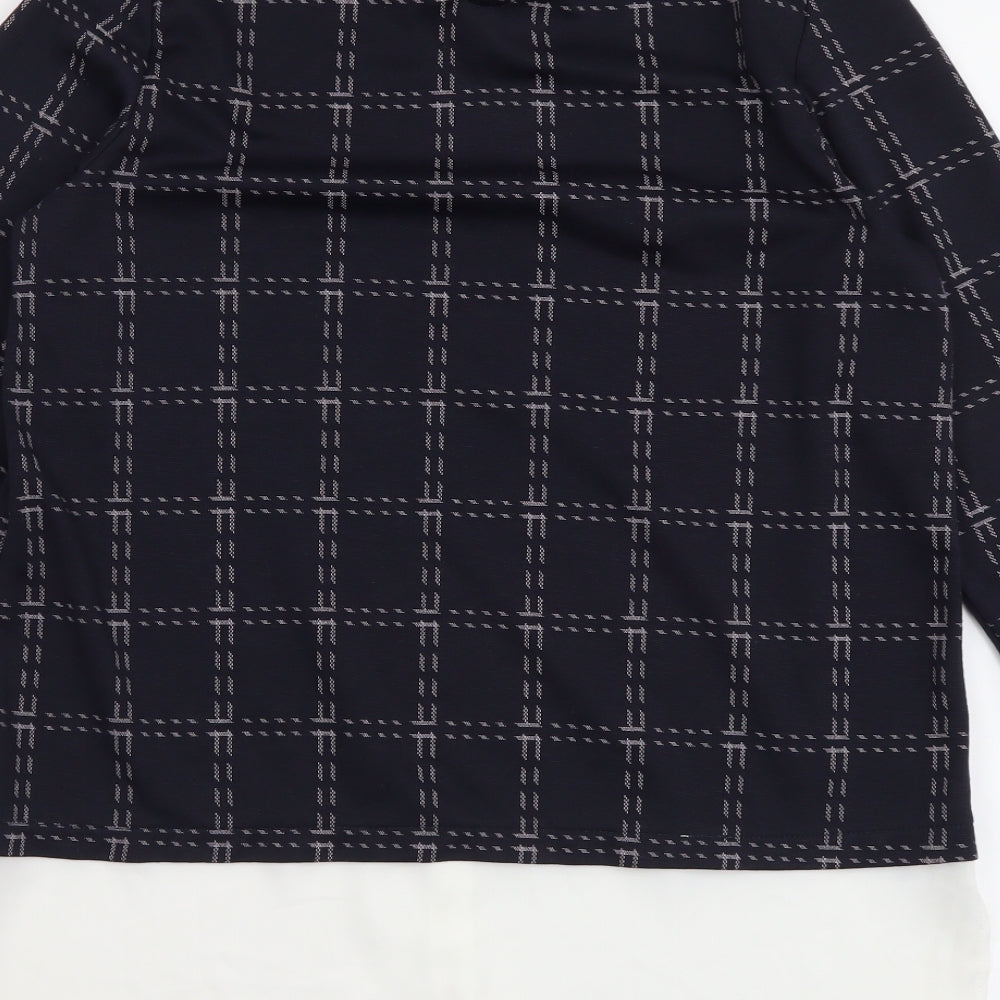 Dorothy Perkins Womens Blue Plaid Polyester Basic Blouse Size 12 Collared
