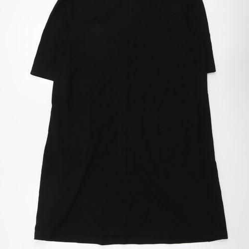 H&M Womens Black Viscose T-Shirt Dress Size S Round Neck Zip