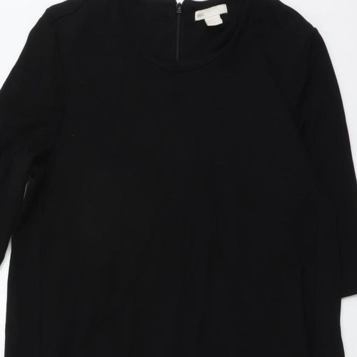 H&M Womens Black Viscose T-Shirt Dress Size S Round Neck Zip