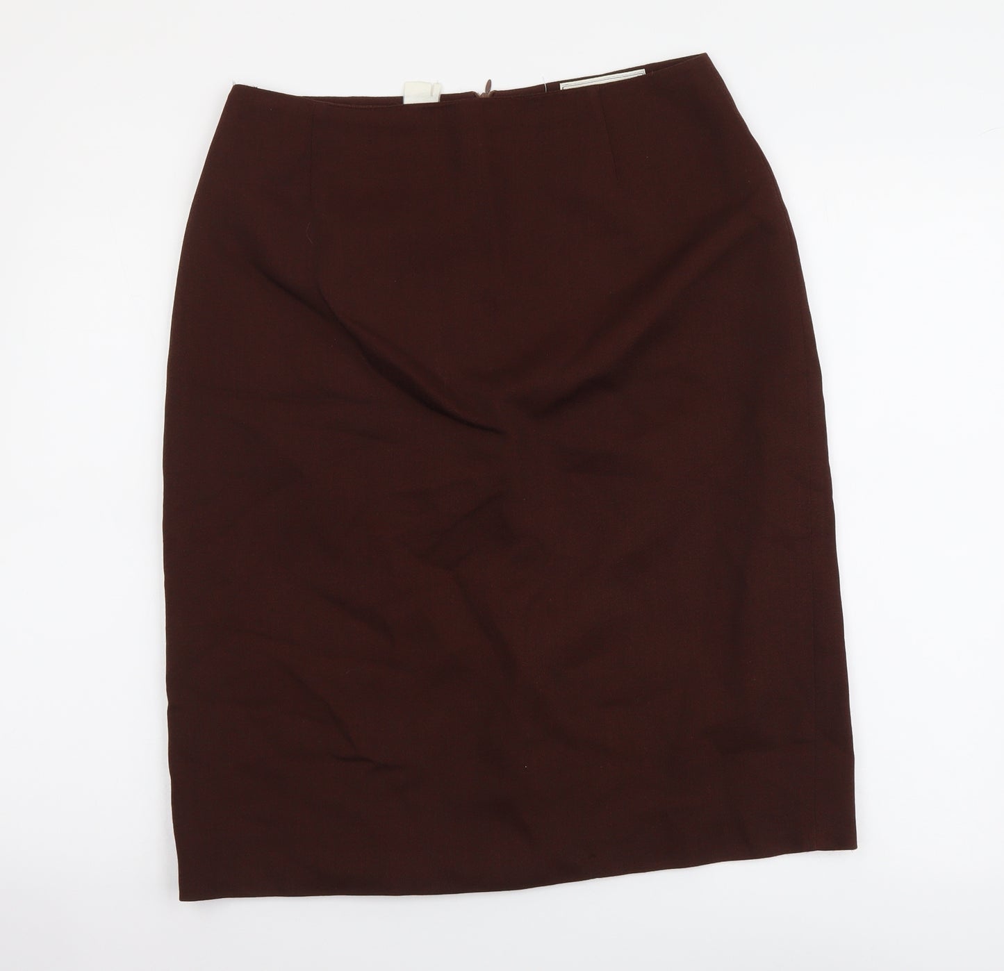 Austin Reed Womens Brown Wool Straight & Pencil Skirt Size 14 Zip