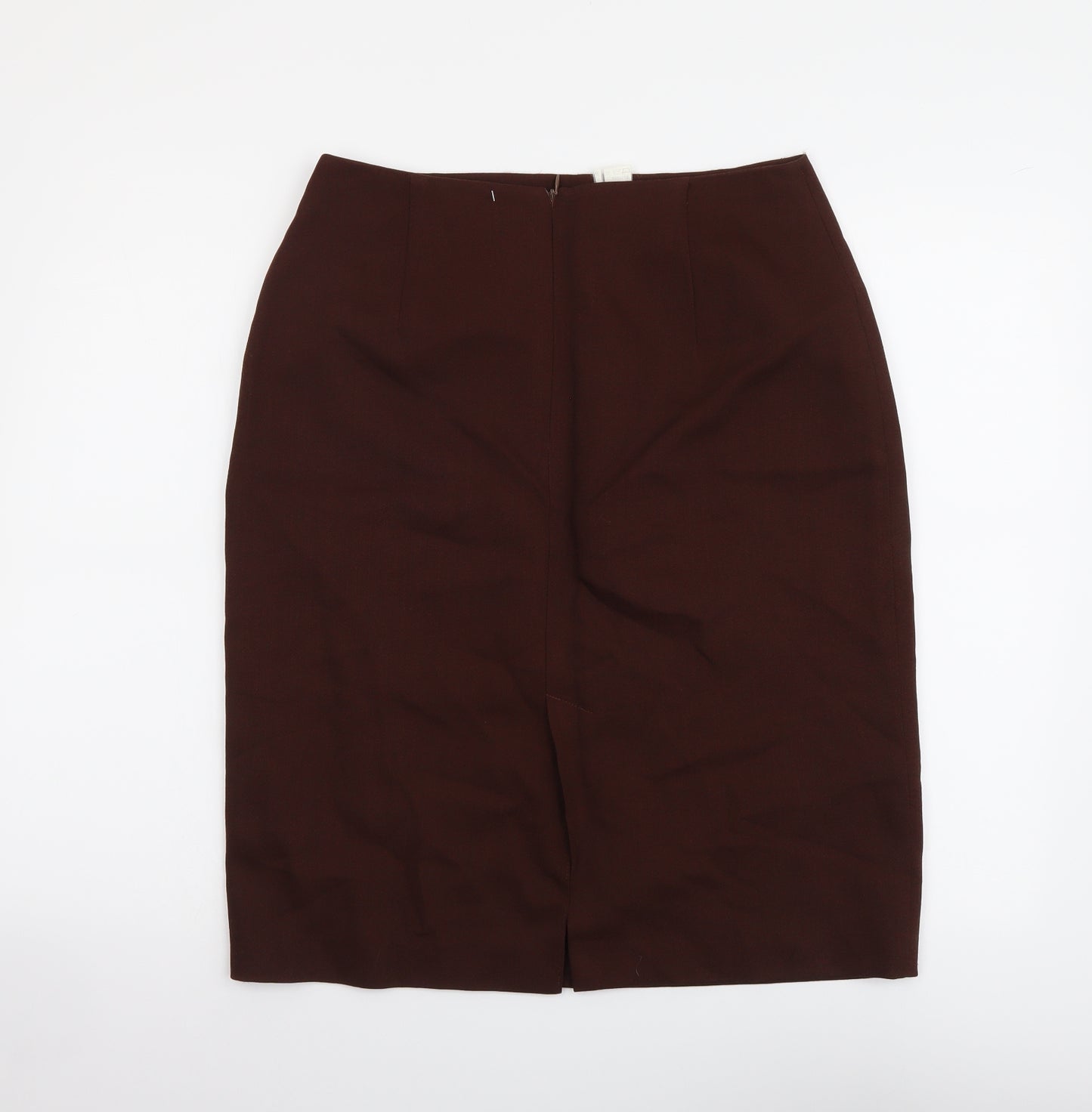 Austin Reed Womens Brown Wool Straight & Pencil Skirt Size 14 Zip