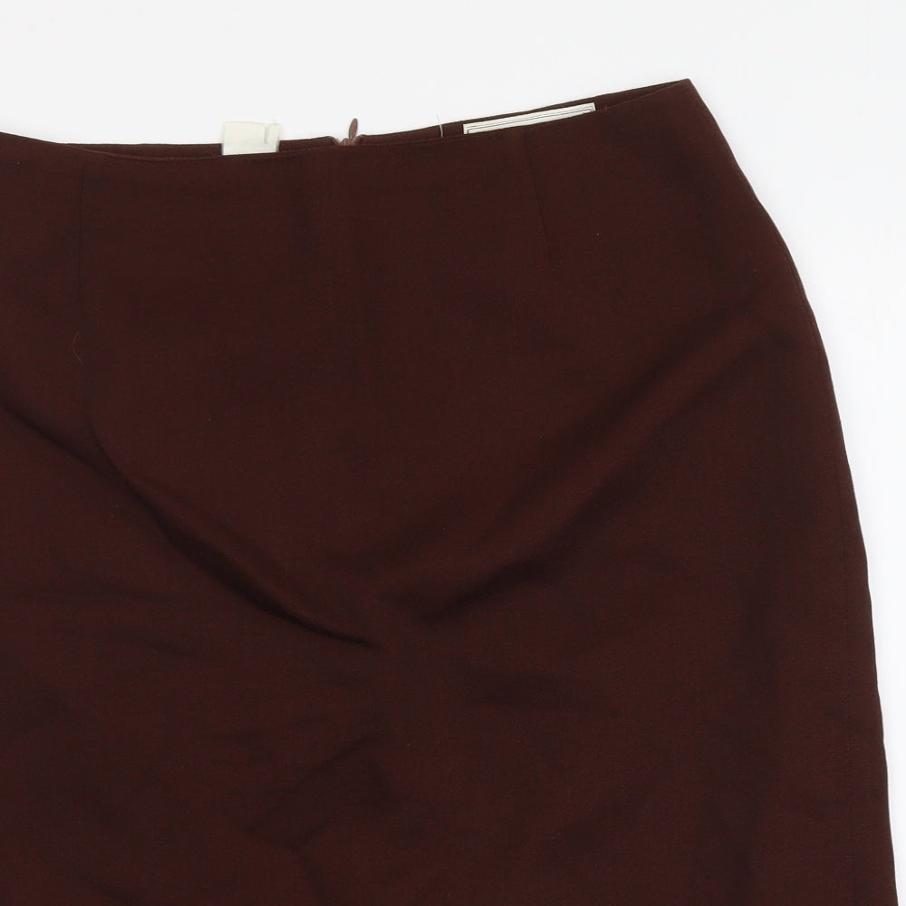Austin Reed Womens Brown Wool Straight & Pencil Skirt Size 14 Zip
