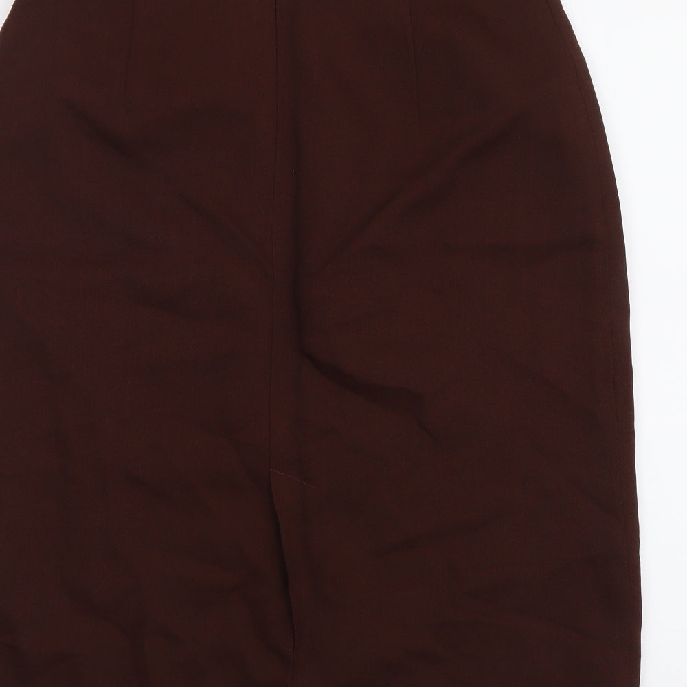 Austin Reed Womens Brown Wool Straight & Pencil Skirt Size 14 Zip