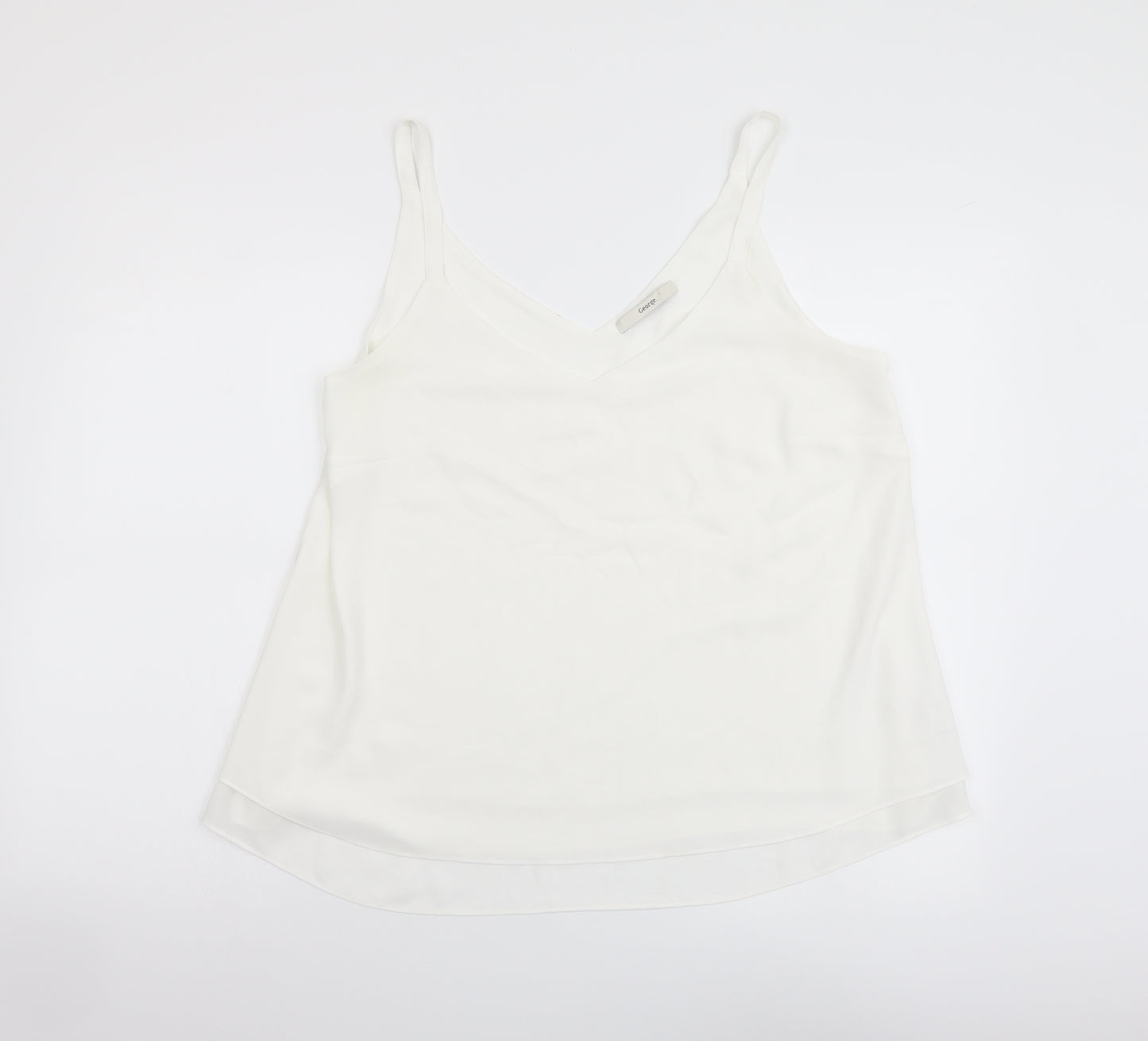 George Womens White Polyester Camisole Tank Size 12 V-Neck