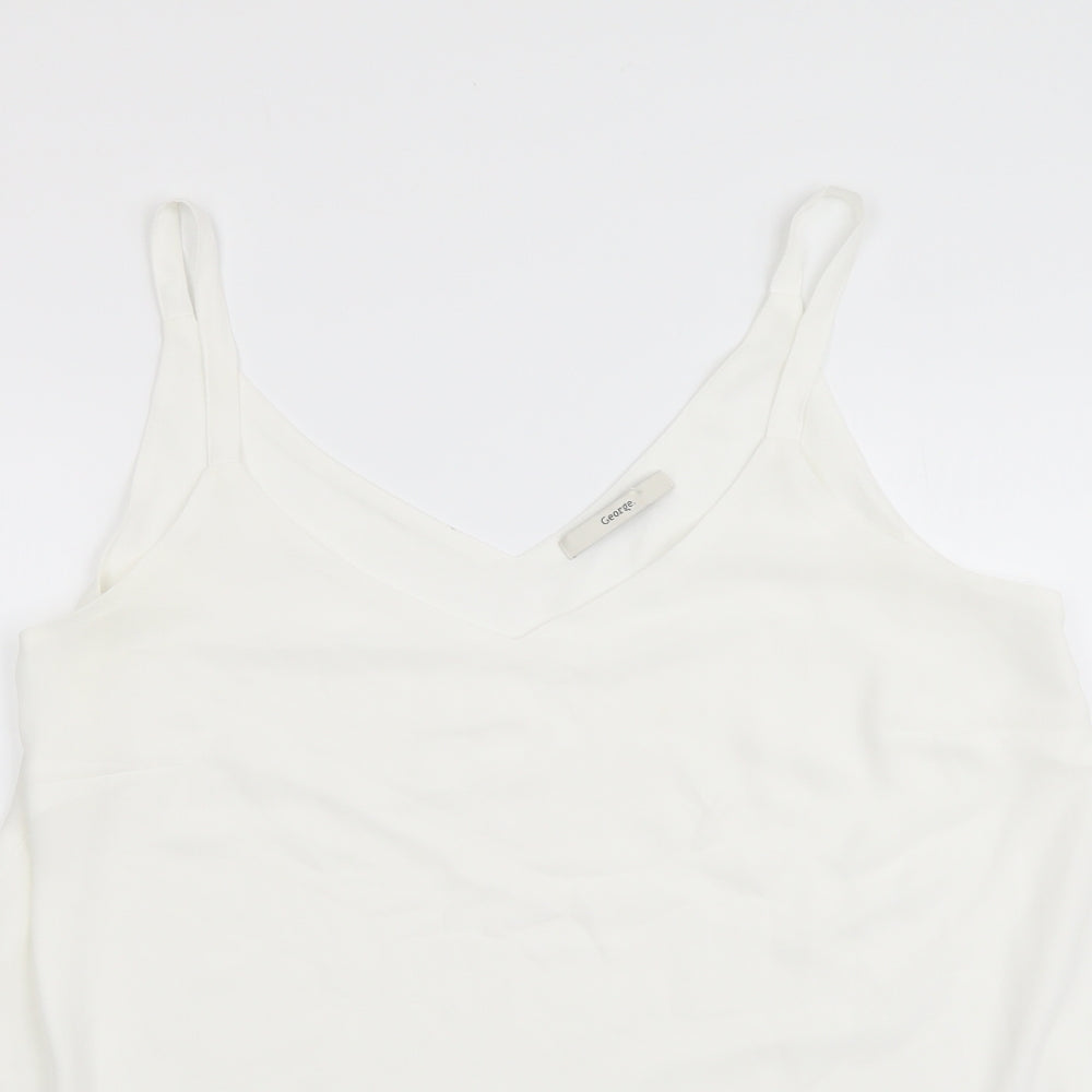 George Womens White Polyester Camisole Tank Size 12 V-Neck