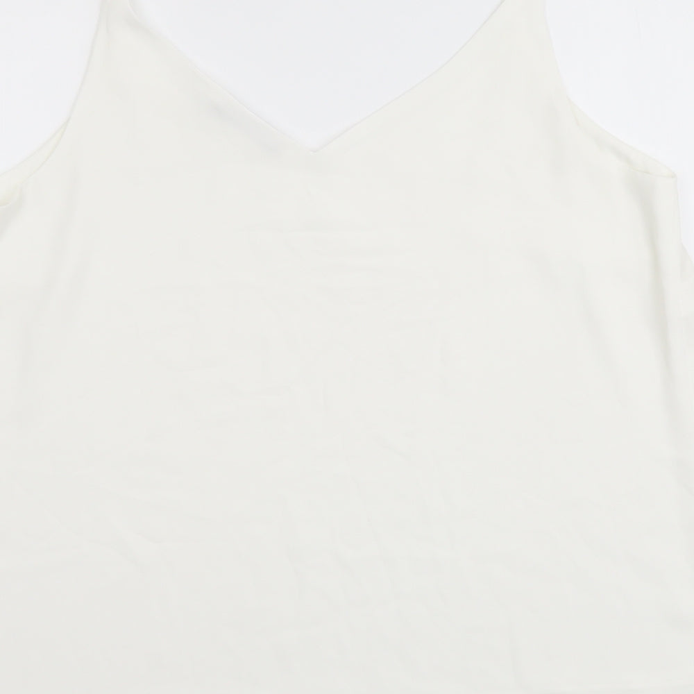George Womens White Polyester Camisole Tank Size 12 V-Neck