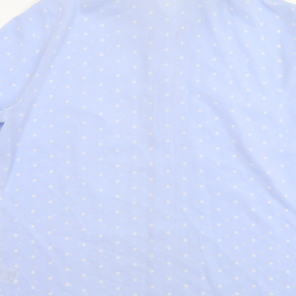 Marks and Spencer Womens Blue Polka Dot Polyester Basic Button-Up Size 16 Collared