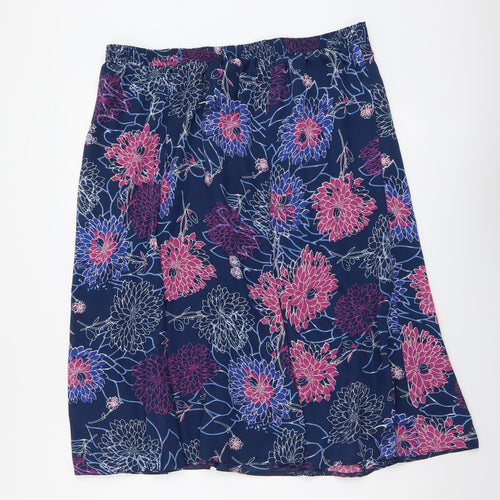 Honor Millburn Womens Multicoloured Floral Polyester A-Line Skirt Size 16