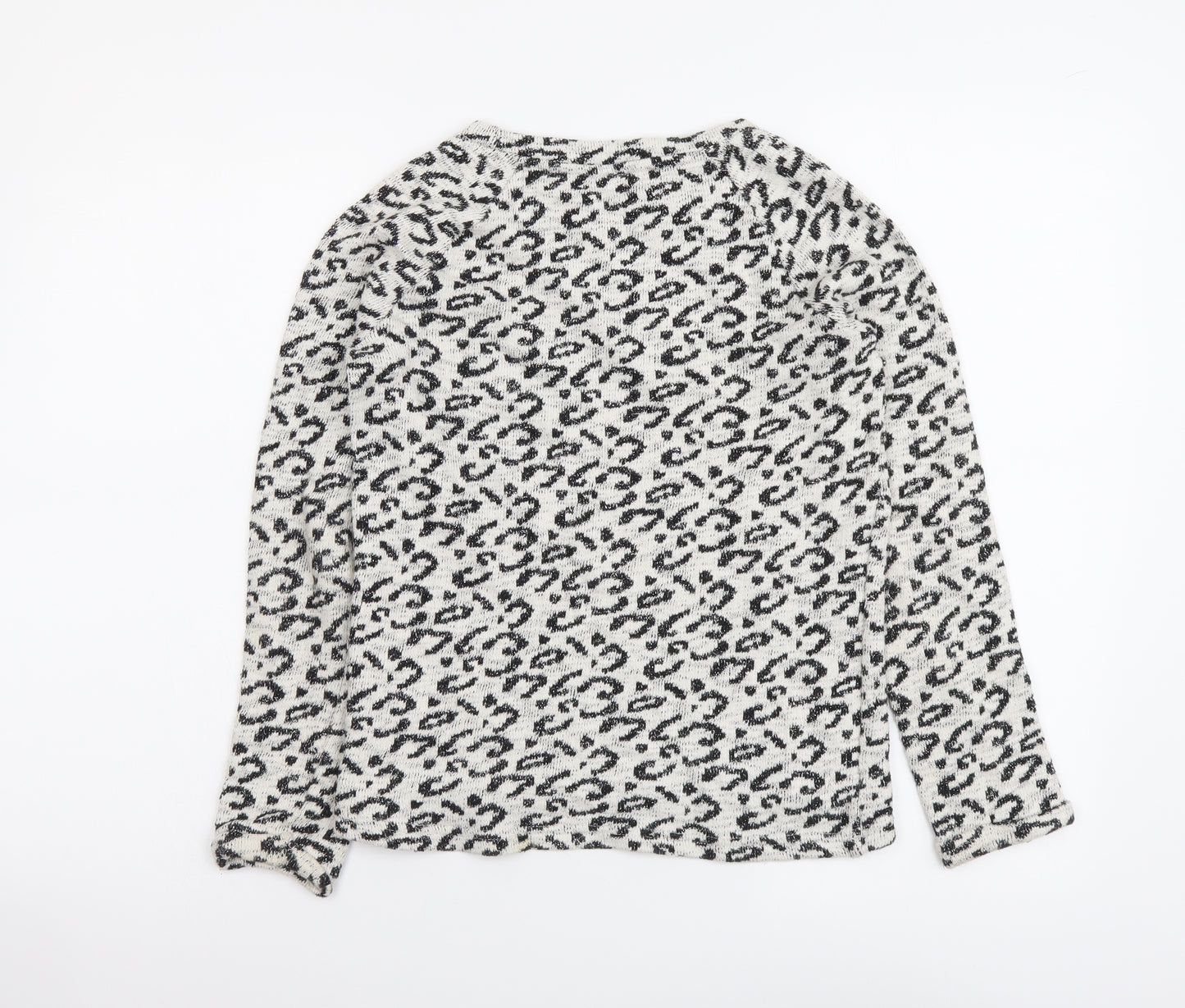 F&F Girls Beige Animal Print Cotton Basic Blouse Size 10-11 Years Round Neck Pullover - Leopard pattern