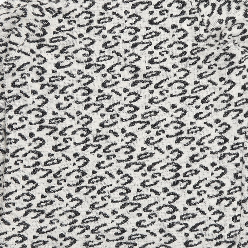 F&F Girls Beige Animal Print Cotton Basic Blouse Size 10-11 Years Round Neck Pullover - Leopard pattern
