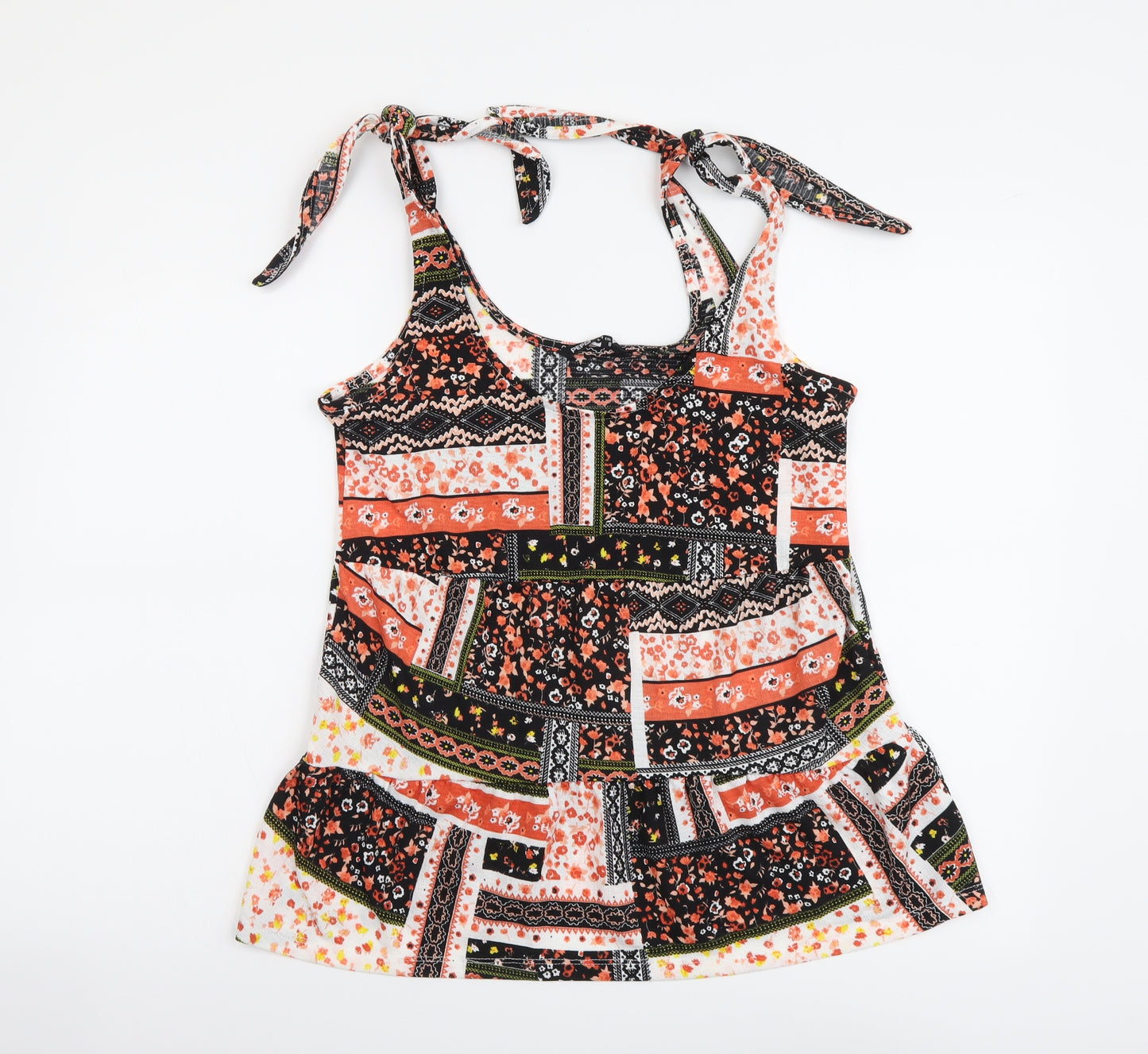 PEP&CO. Womens Multicoloured Geometric Polyester Basic Tank Size 8 Round Neck