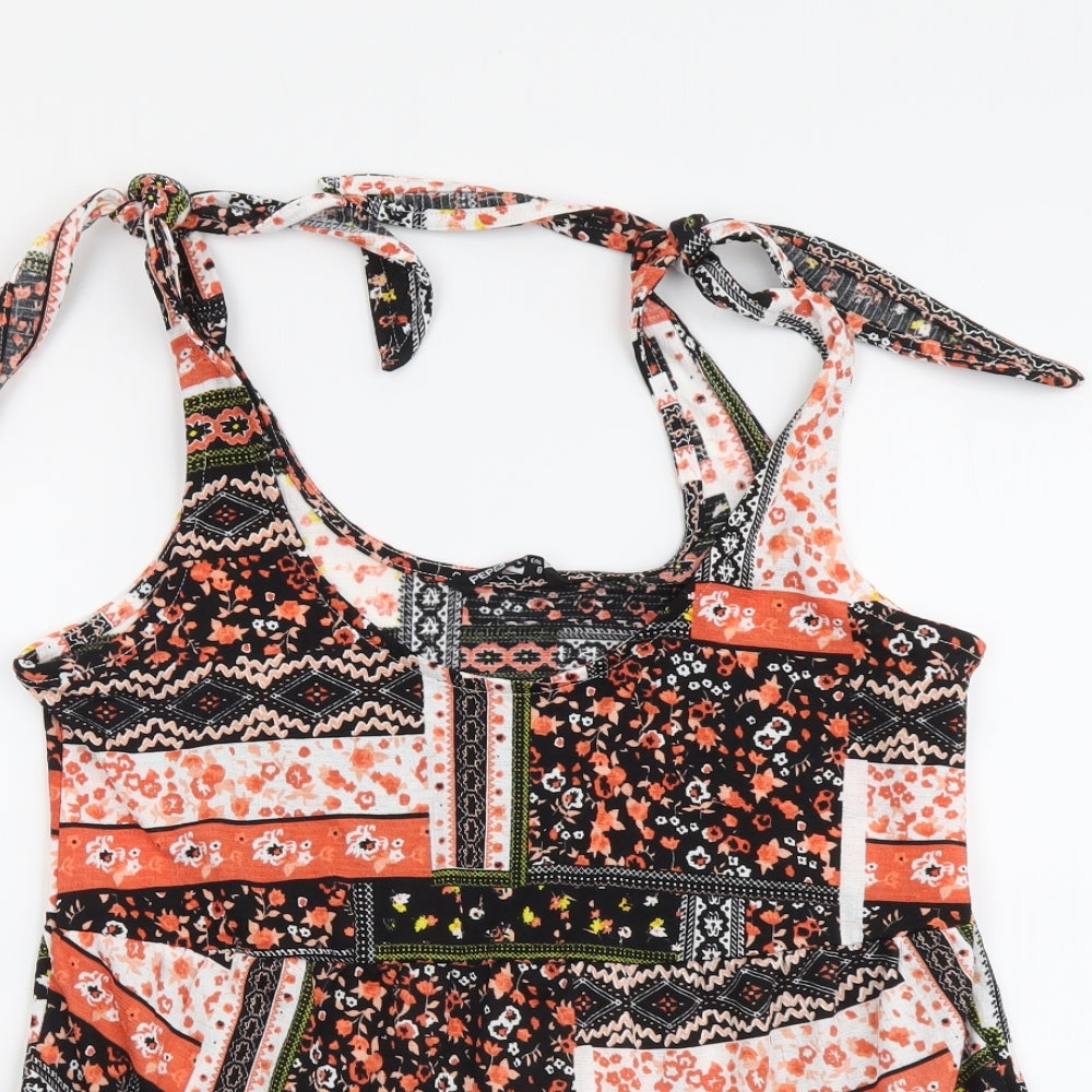 PEP&CO. Womens Multicoloured Geometric Polyester Basic Tank Size 8 Round Neck