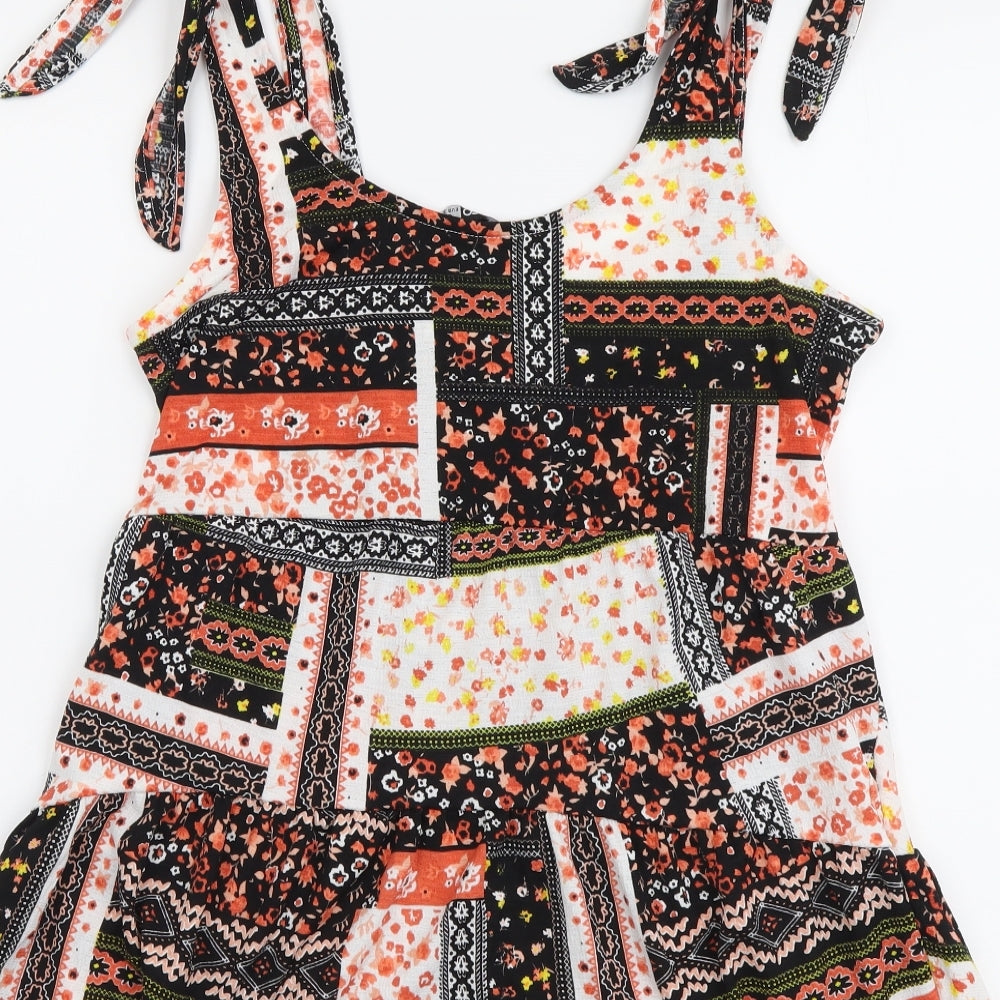 PEP&CO. Womens Multicoloured Geometric Polyester Basic Tank Size 8 Round Neck