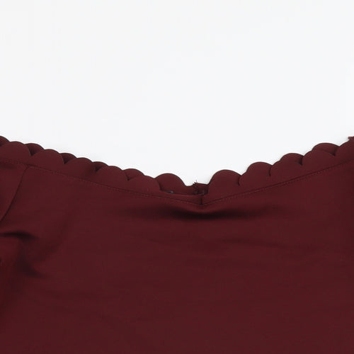 New Look Womens Red Polyester Cropped Blouse Size 12 Boat Neck