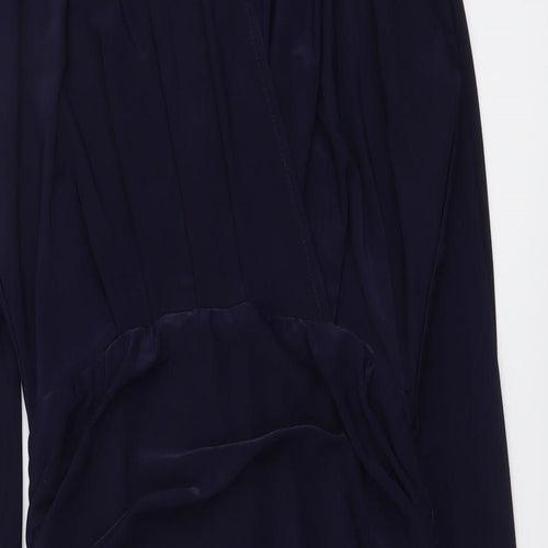 AX Paris Womens Blue Polyester Bodycon Size 10 V-Neck Zip