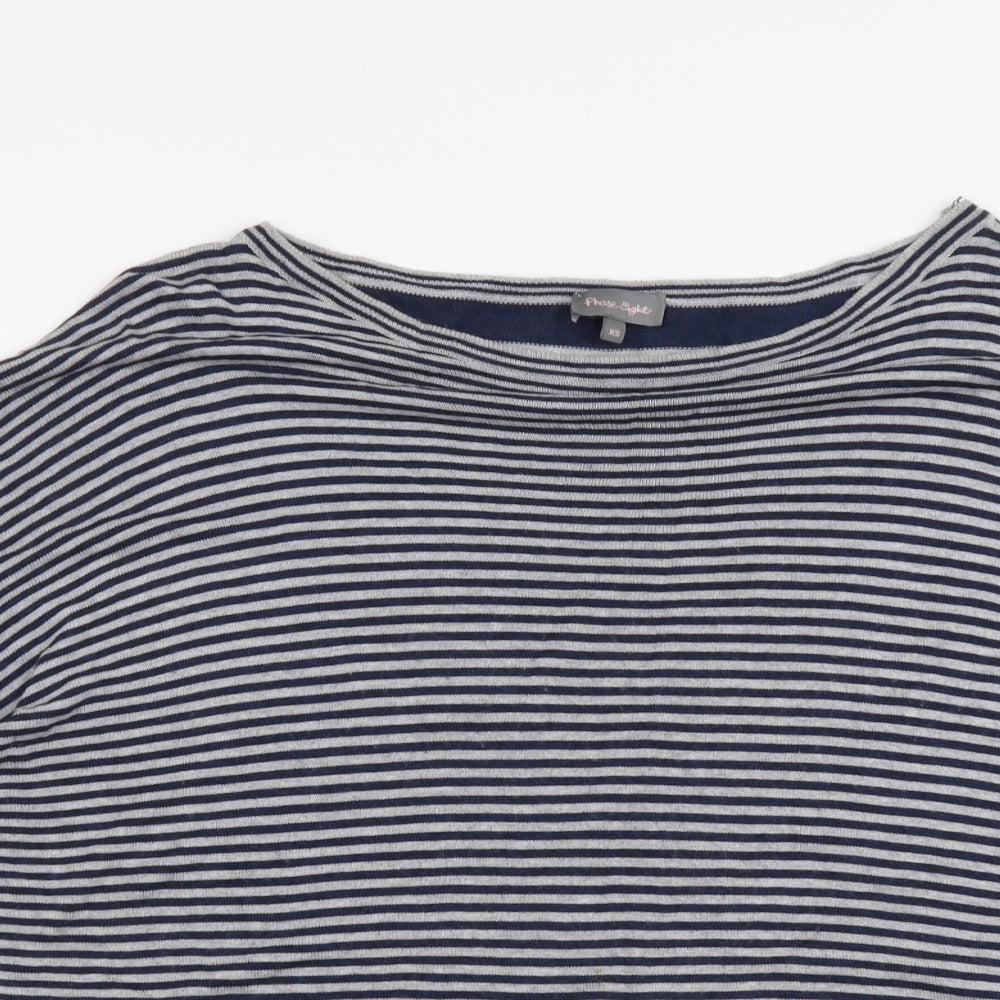 Phase Eight Womens Blue Boat Neck Striped Viscose Pullover Jumper Size XS