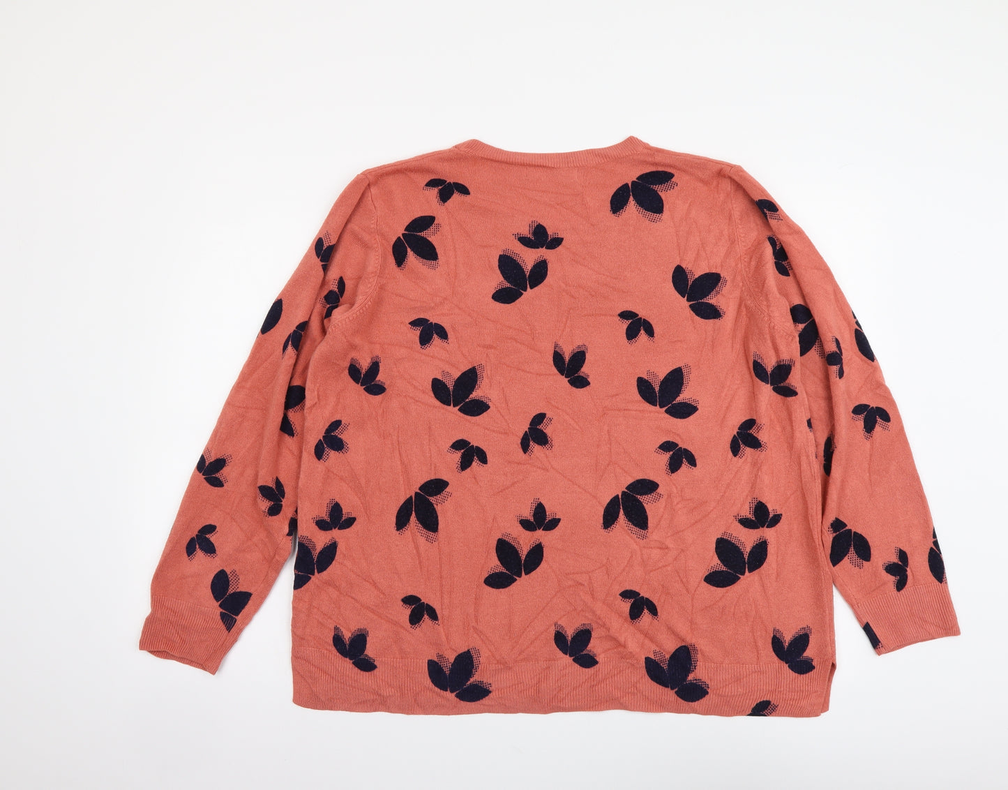Marks and Spencer Womens Red Round Neck Geometric Acrylic Pullover Jumper Size 22