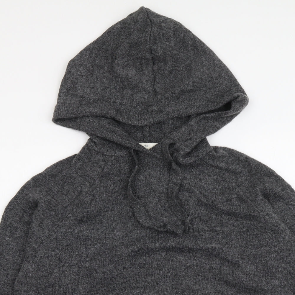 H&M Womens Grey Round Neck Polyester Henley Jumper Size S