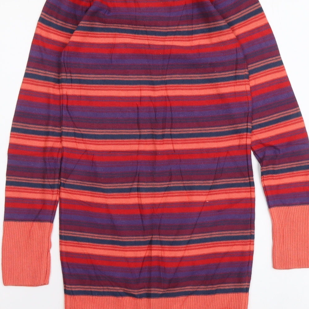 Indigo Girls Multicoloured Striped Cotton Jacket Dress Size 10-11 Years Round Neck Pullover