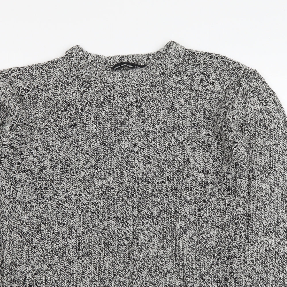 Cedar Wood State Mens Grey Round Neck Acrylic Pullover Jumper Size XS