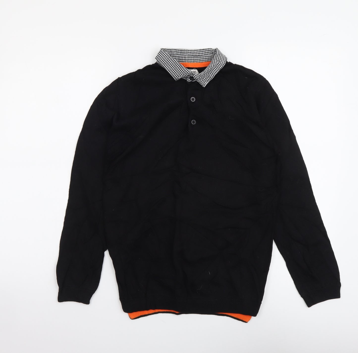 Kite&Cosmic Boys Black Collared Cotton Pullover Jumper Size 11-12 Years Pullover