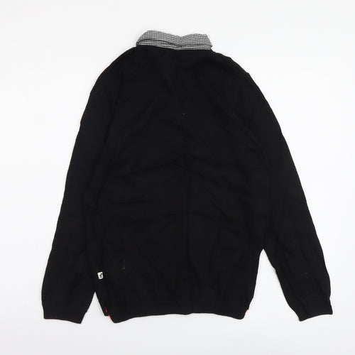 Kite&Cosmic Boys Black Collared Cotton Pullover Jumper Size 11-12 Years Pullover