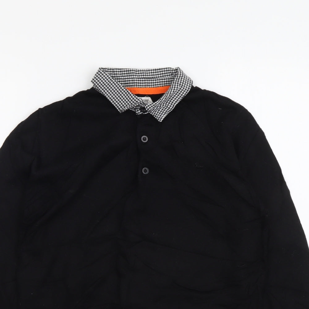 Kite&Cosmic Boys Black Collared Cotton Pullover Jumper Size 11-12 Years Pullover