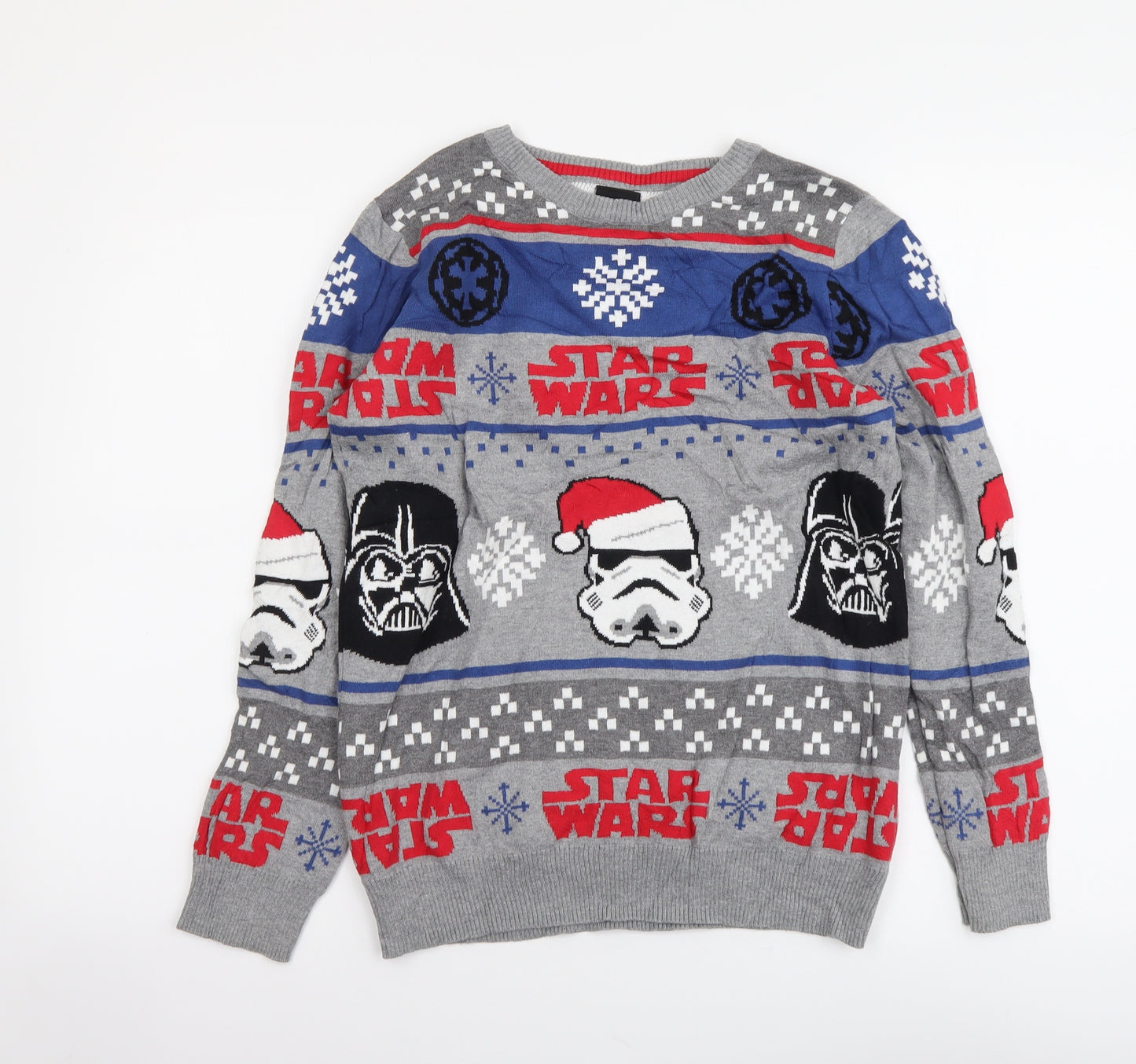 TU Boys Grey Round Neck Geometric Cotton Pullover Jumper Size 12 Years Pullover - Star Wars