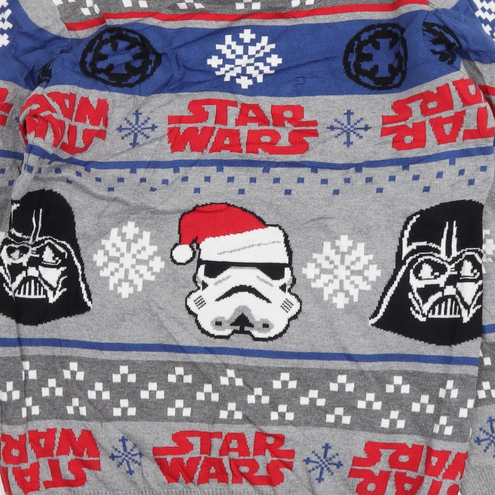 TU Boys Grey Round Neck Geometric Cotton Pullover Jumper Size 12 Years Pullover - Star Wars