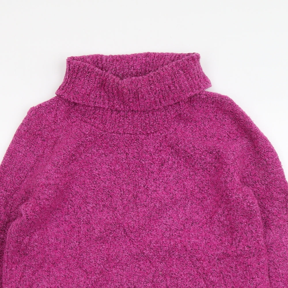Marks and Spencer Womens Pink Roll Neck Acrylic Pullover Jumper Size 14
