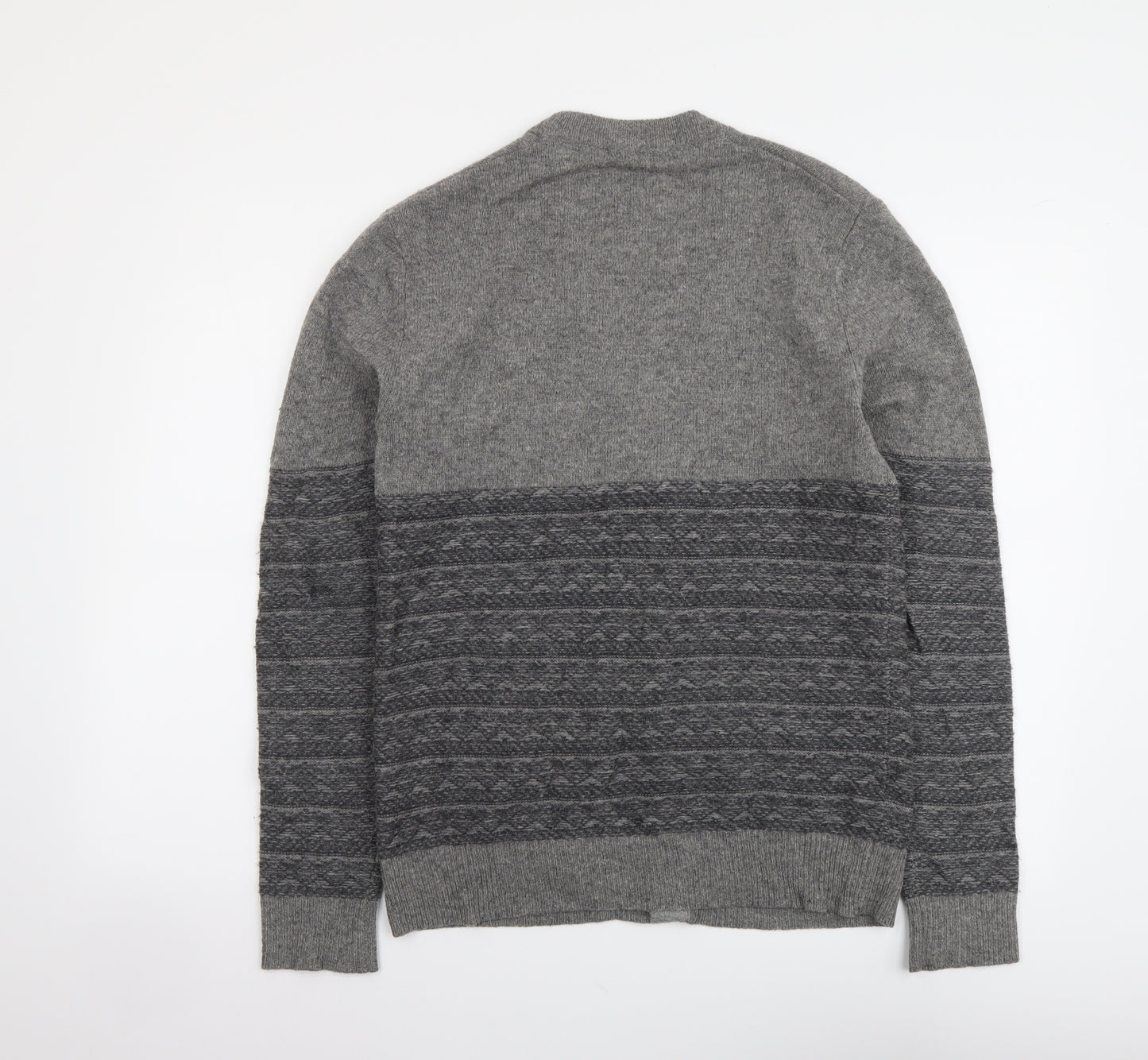 Jack Wills Mens Grey V-Neck Wool Cardigan Jumper Size XS