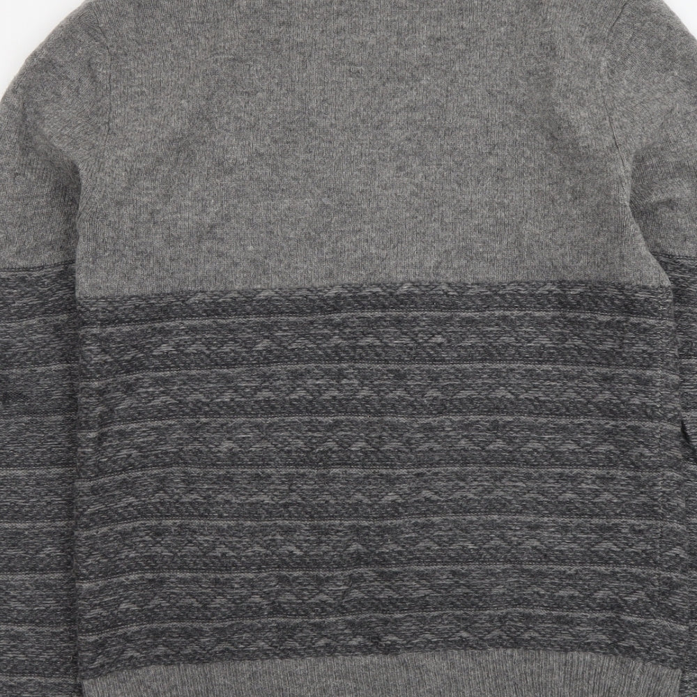 Jack Wills Mens Grey V-Neck Wool Cardigan Jumper Size XS