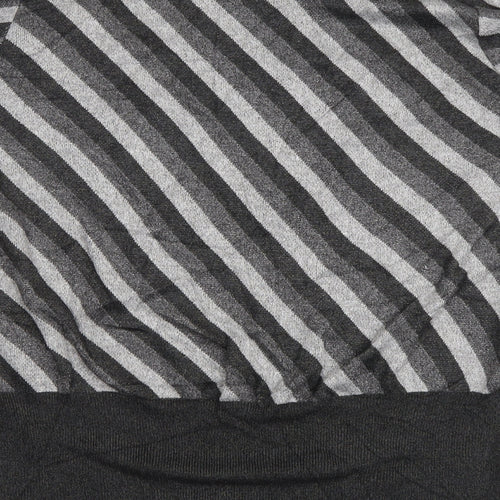 Marks and Spencer Womens Grey Round Neck Striped Viscose Henley Jumper Size 20