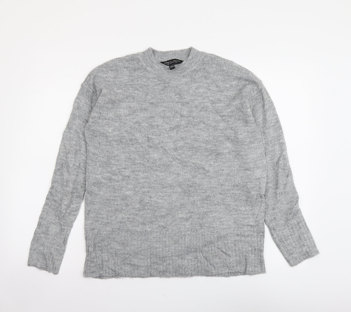 Dorothy Perkins Womens Grey Mock Neck Acrylic Pullover Jumper Size 8