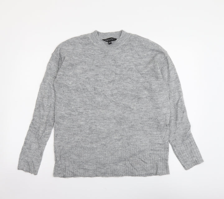 Dorothy Perkins Womens Grey Mock Neck Acrylic Pullover Jumper Size 8