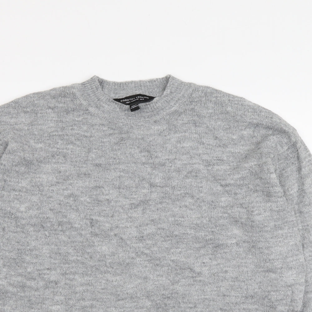 Dorothy Perkins Womens Grey Mock Neck Acrylic Pullover Jumper Size 8