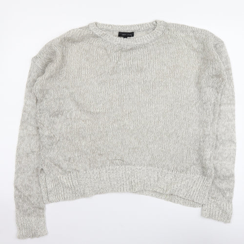 New Look Womens Grey Round Neck Acrylic Pullover Jumper Size S