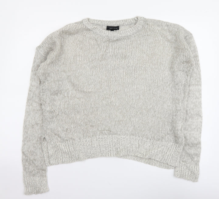 New Look Womens Grey Round Neck Acrylic Pullover Jumper Size S