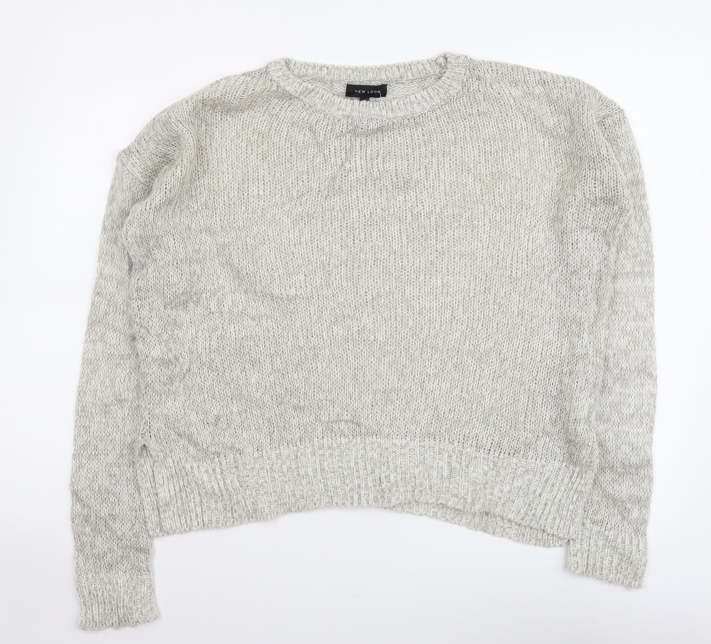 New Look Womens Grey Round Neck Acrylic Pullover Jumper Size S