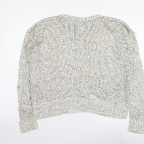 New Look Womens Grey Round Neck Acrylic Pullover Jumper Size S