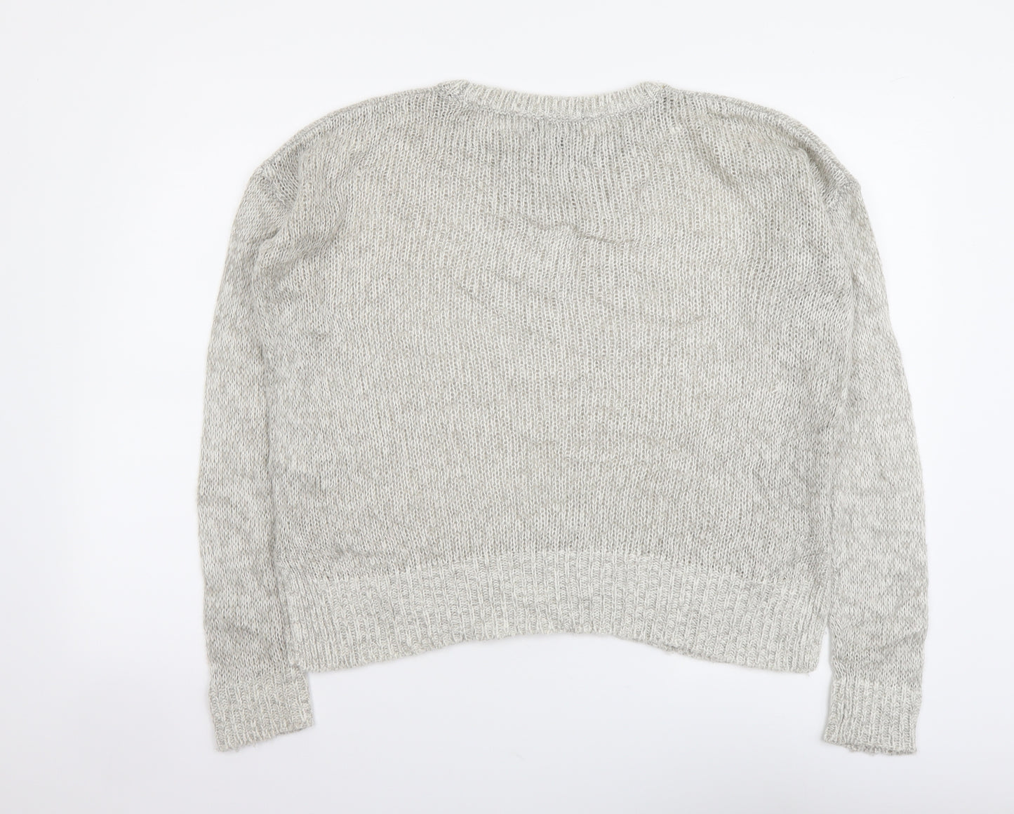 New Look Womens Grey Round Neck Acrylic Pullover Jumper Size S