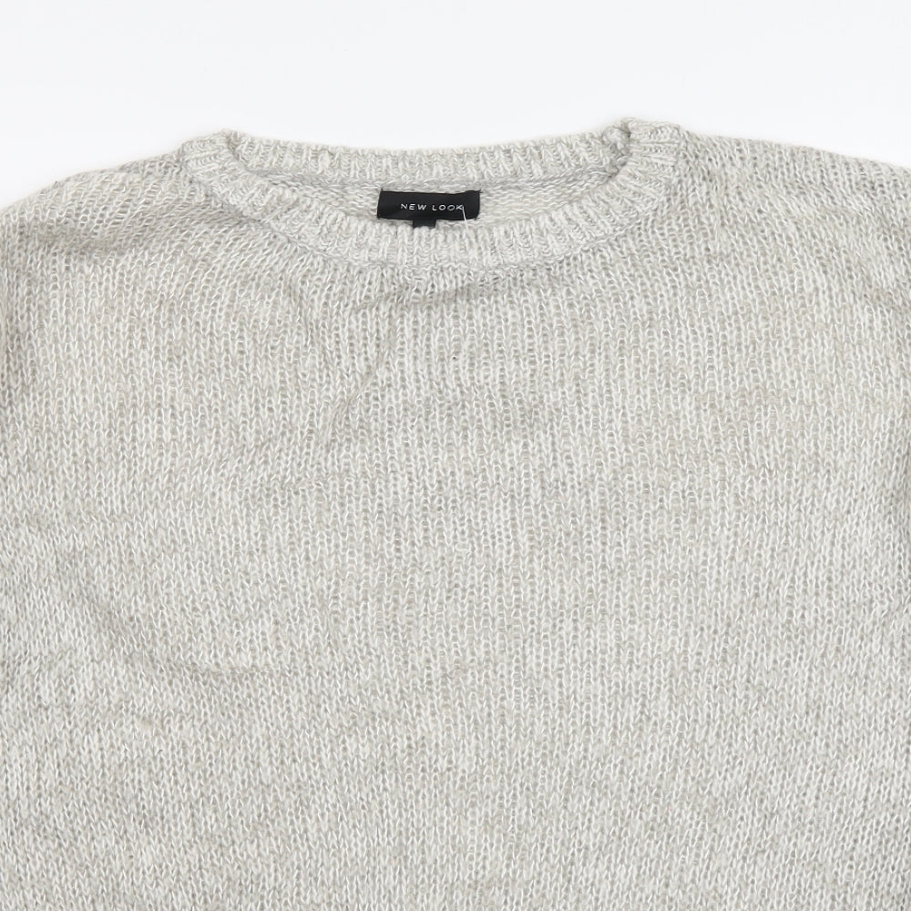 New Look Womens Grey Round Neck Acrylic Pullover Jumper Size S