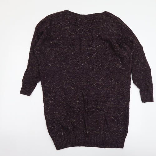 TU Womens Purple Boat Neck Acrylic Shrug Jumper Size 10