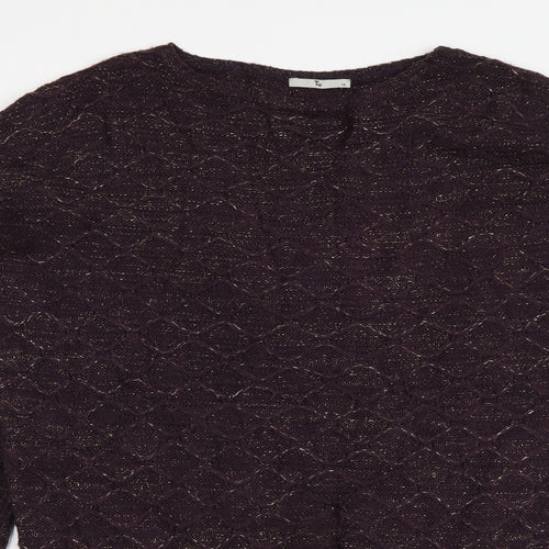 TU Womens Purple Boat Neck Acrylic Shrug Jumper Size 10