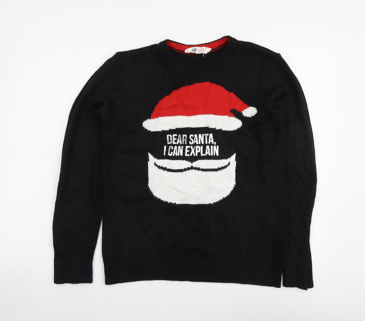 H&M Boys Black Round Neck Acrylic Pullover Jumper Size 12-13 Years Pullover - Dear Santa, I Can Explain