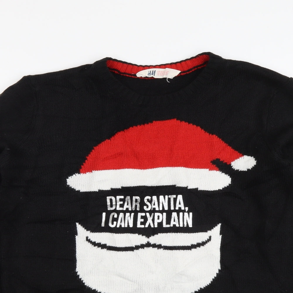 H&M Boys Black Round Neck Acrylic Pullover Jumper Size 12-13 Years Pullover - Dear Santa, I Can Explain