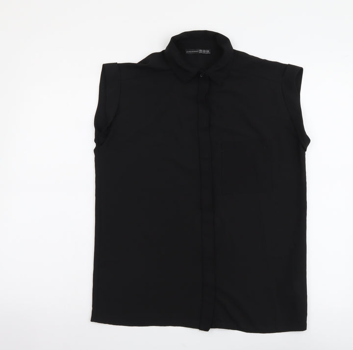 Atmosphere Womens Black Polyester Basic Button-Up Size 10 Collared