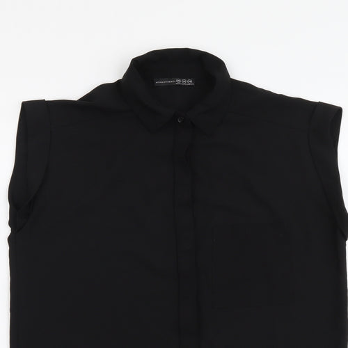 Atmosphere Womens Black Polyester Basic Button-Up Size 10 Collared