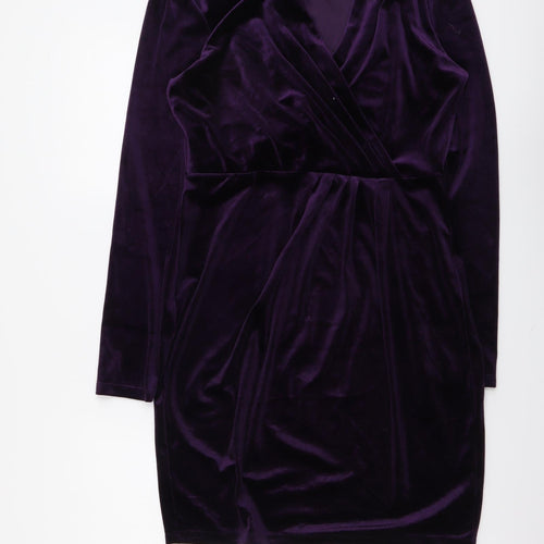 Oasis Womens Purple Polyester Bodycon Size M V-Neck Pullover